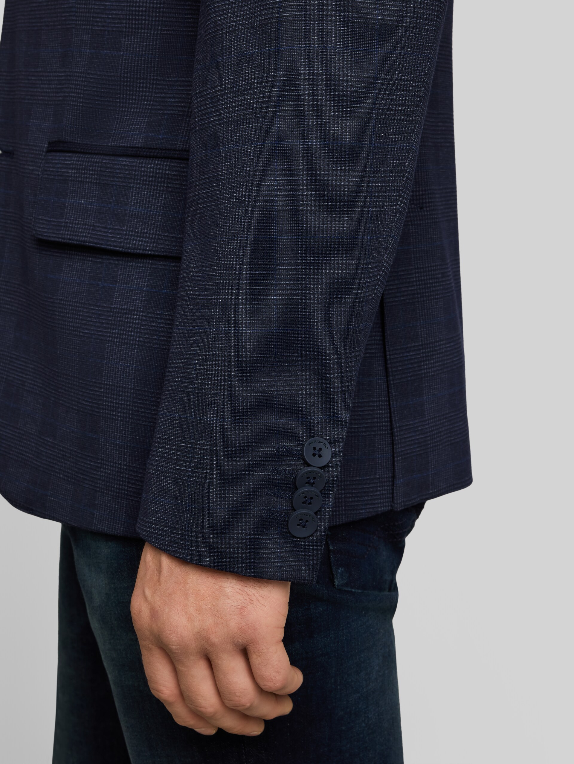 Regular fit colbert met zakken - navy houndstooth check design