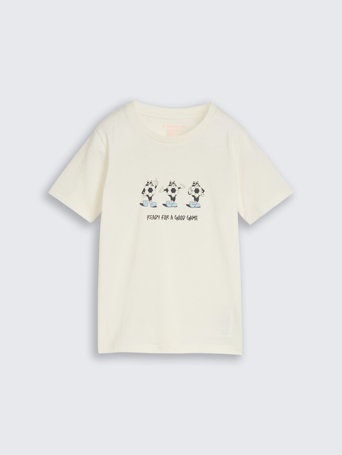 T-shirt met fotoprint door Mini Boys, Wool White