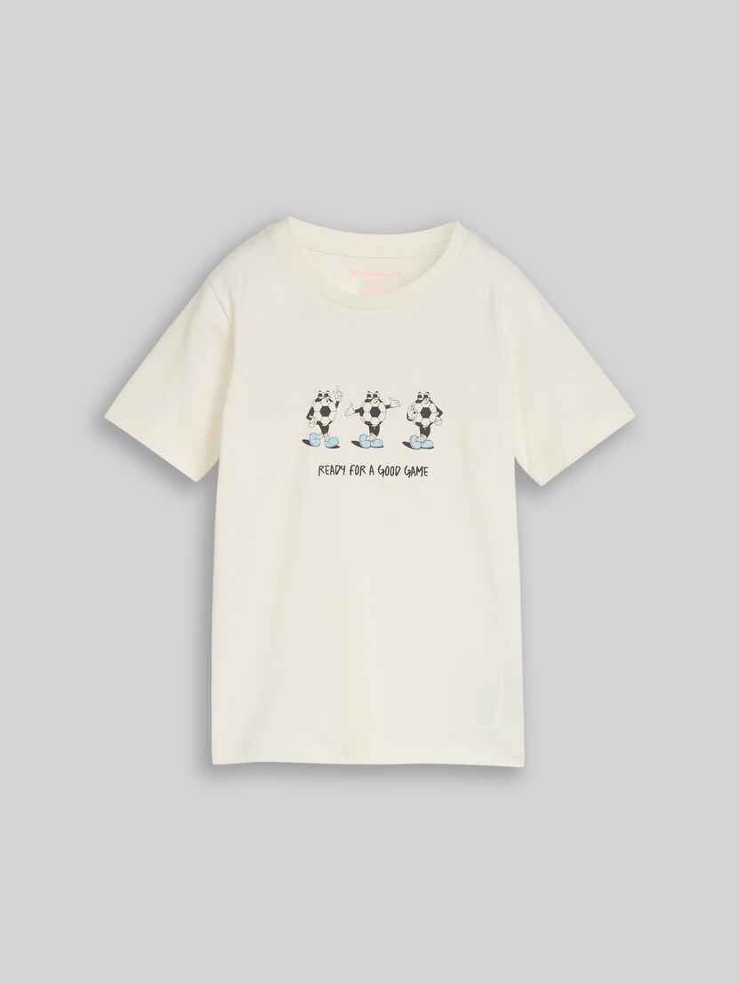 T-Shirt mit Fußball-Print von Mini Boys, Wool White