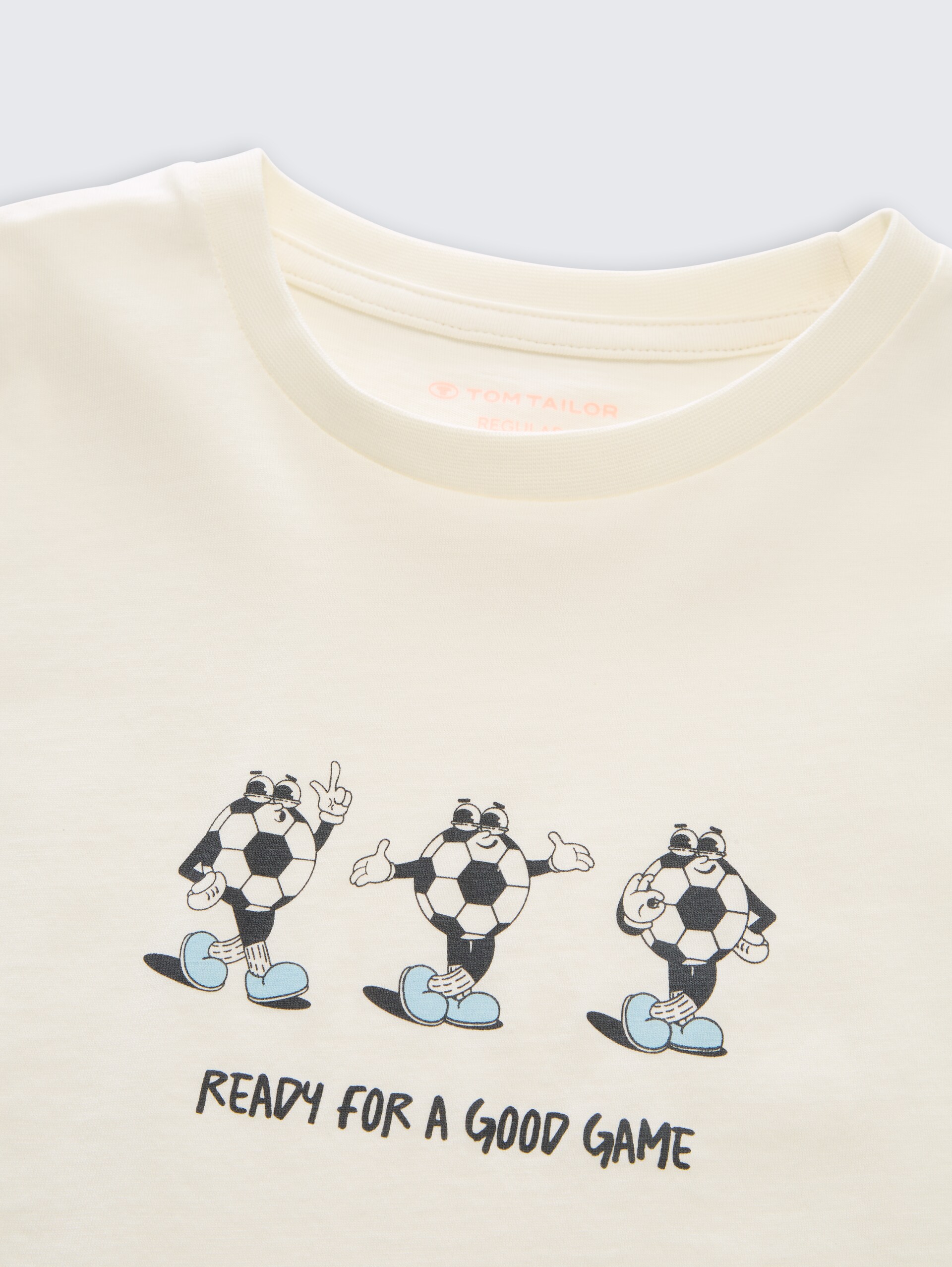 T-Shirt mit Foto-Print - Wool White - Detail-Model-Ansicht