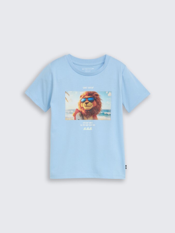 T-Shirt mit Rückenprint von Mini Boys, light cloudy blue