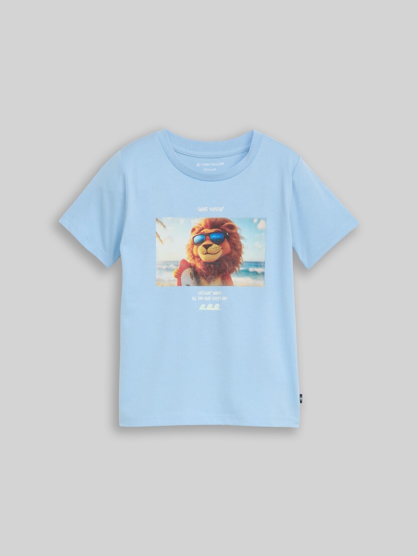 T-Shirt mit Foto-Print von Mini Boys, light cloudy blue