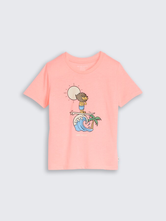 T-shirt met fotoprint door Mini Boys, soft neon pink