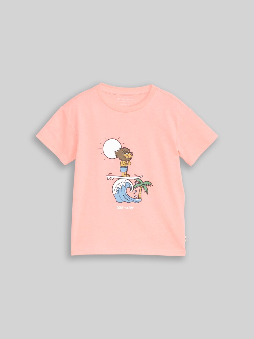 T-Shirt mit UV-Print von Mini Boys, soft neon pink