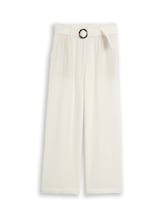 Geselecteerd, Mousseline broek met wijde pijpen en riem door Tom Tailor, wit