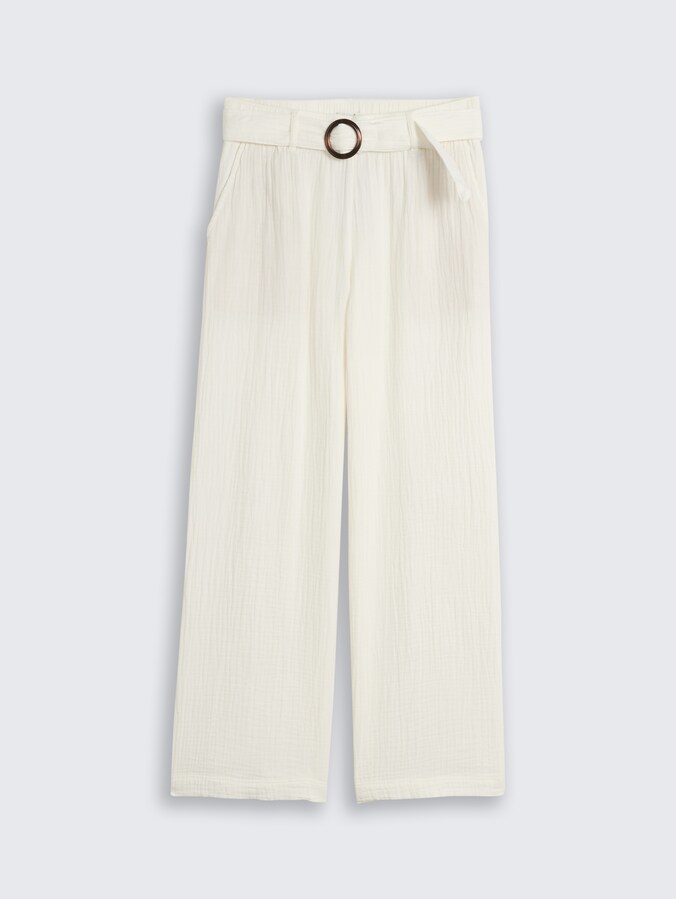 Musselin Wide Leg Hose mit Gürtel von Women, Whisper White