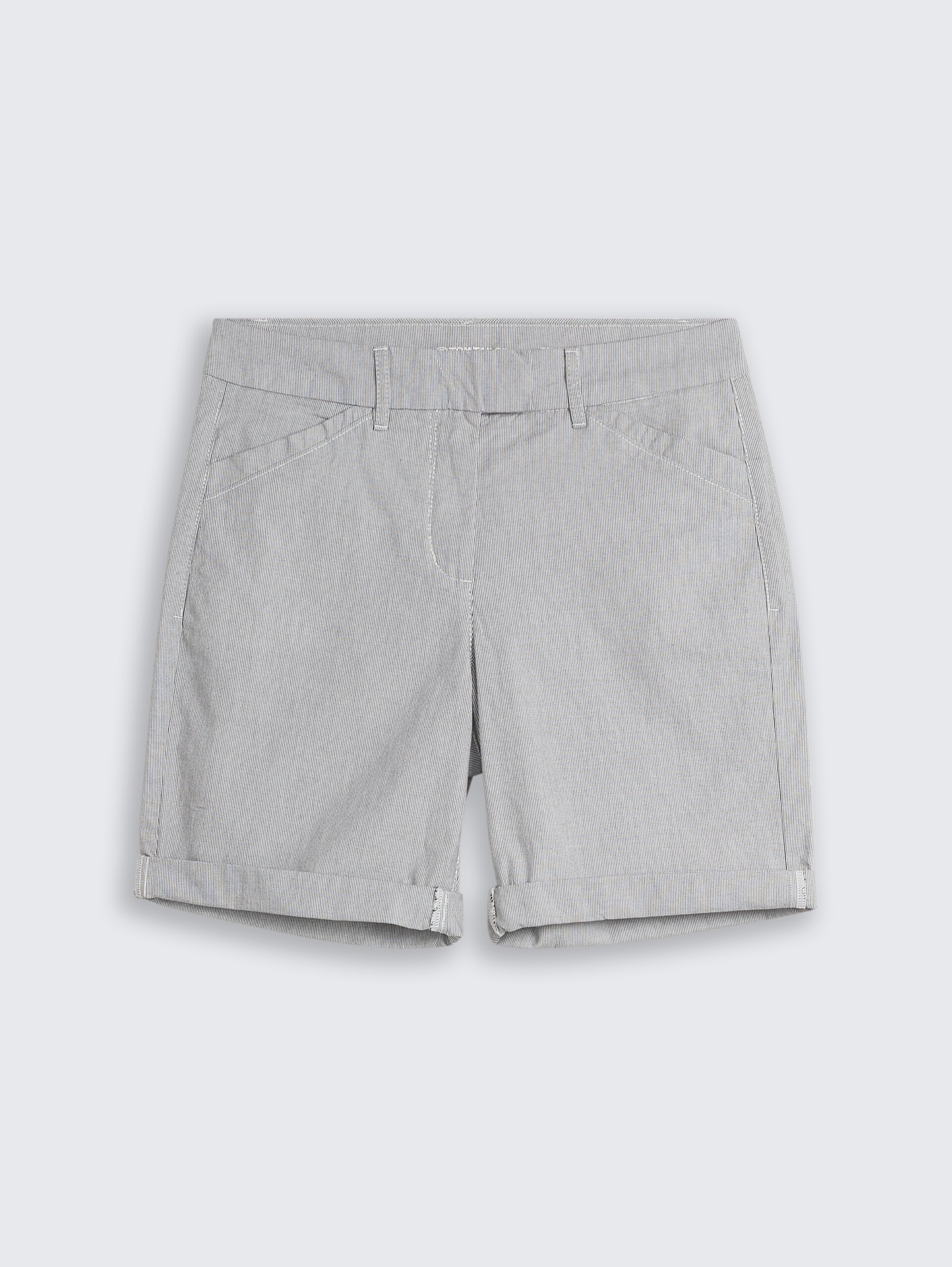Chino-bermuda - offwhite black stripe - Product vooraanzicht