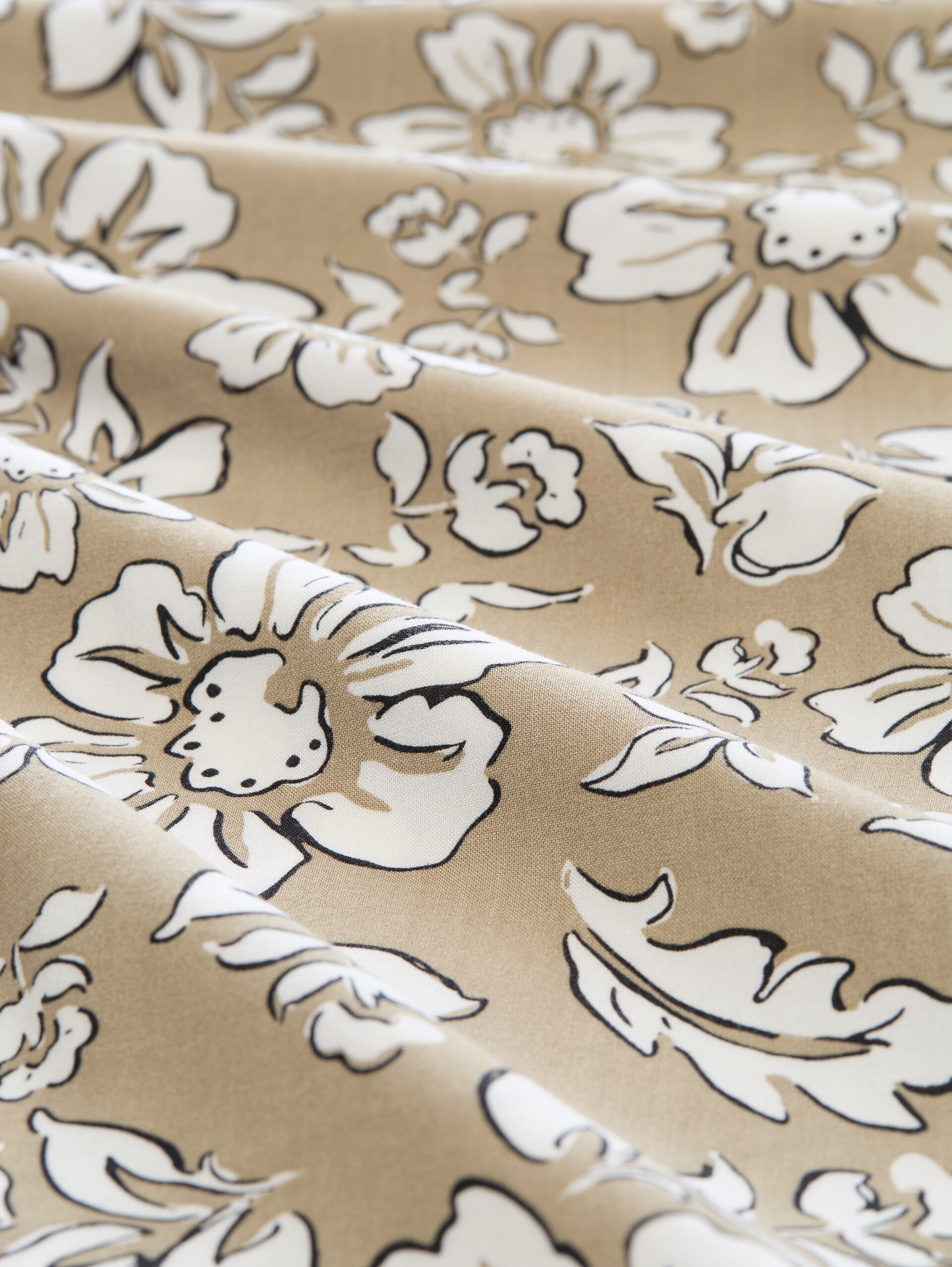 Loszittende broek van viscose - olive big flower design - Materiaalweergave