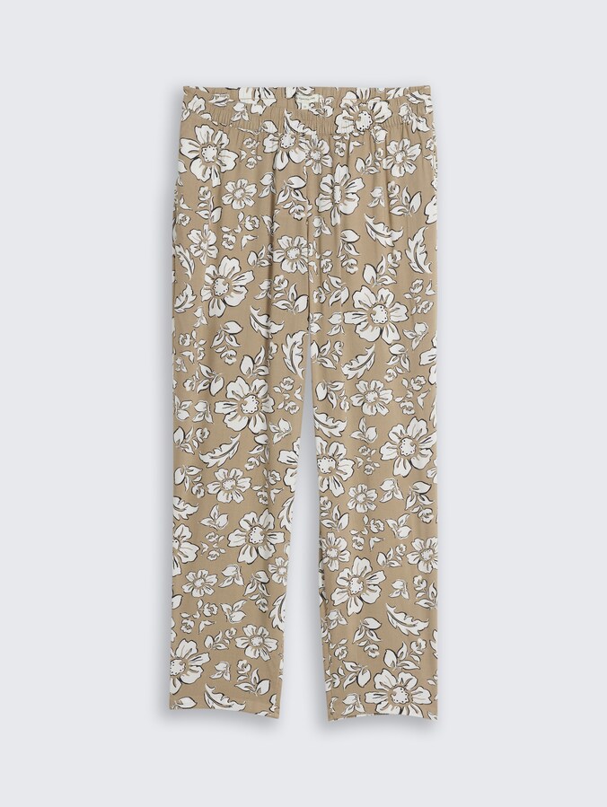 Loose Fit Hose aus Viskose von Women, olive big flower design