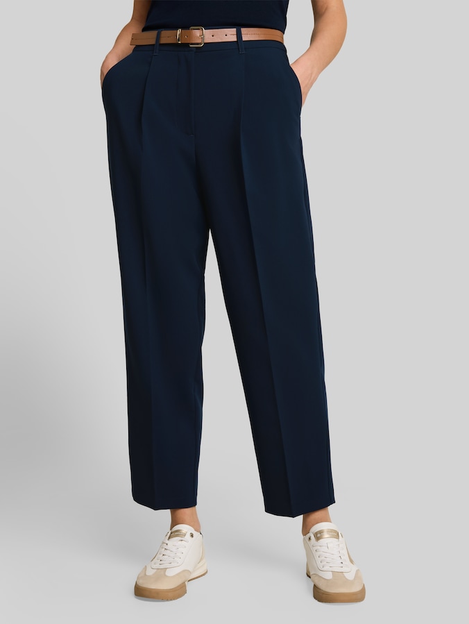 Loose fit barrel broek met riem door Women, sky captain blue