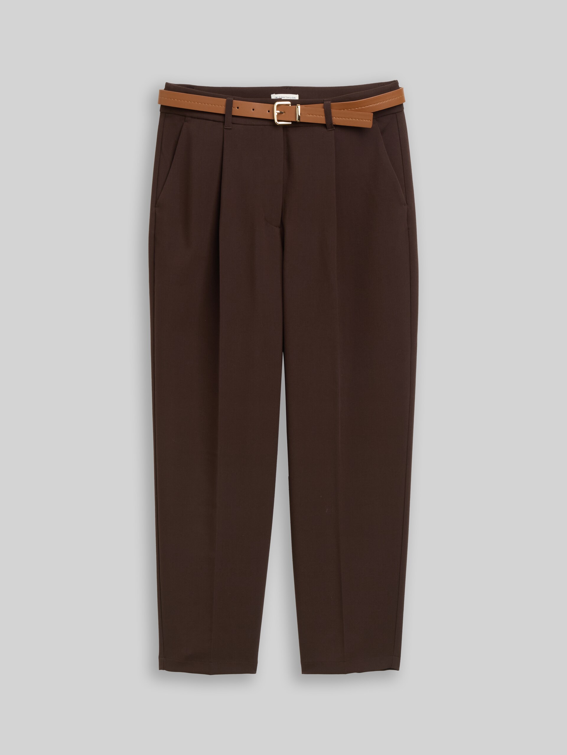 Loszittende barrel-broek met riem - java dark brown - Product vooraanzicht