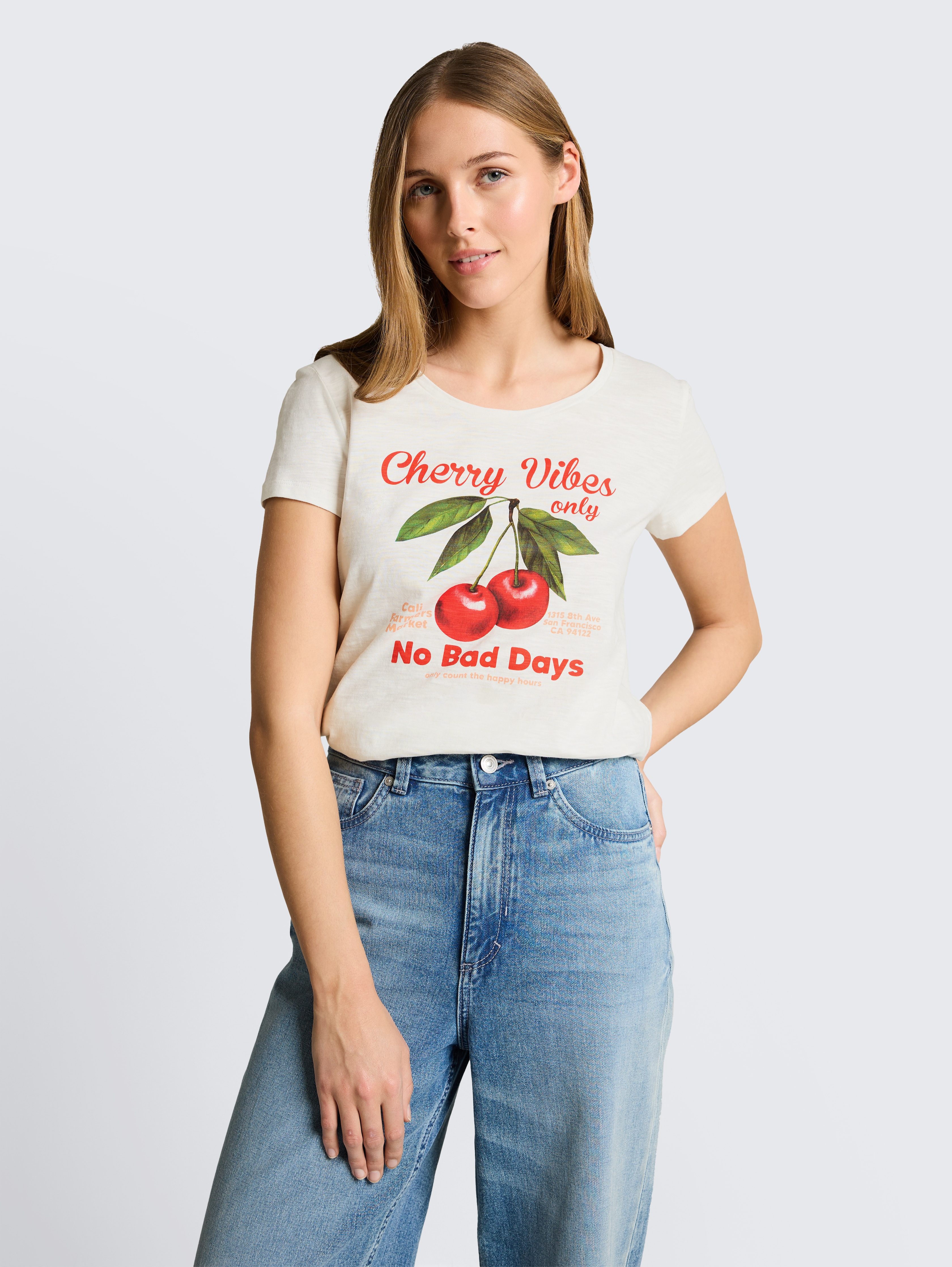 T-Shirt mit Print von Denim Female, Whisper White