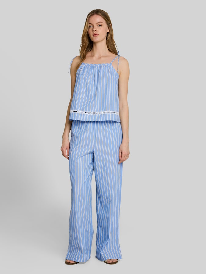 Wide Leg Hose mit Streifenmuster von Denim Female, blue white vertical stripe