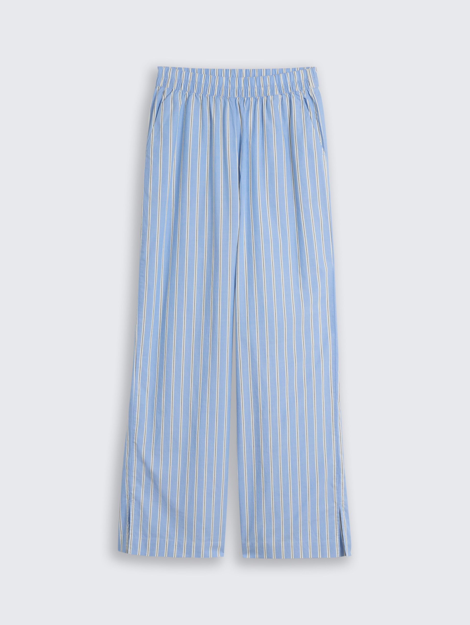 Broek met wijde pijpen en streepmotief - blue white vertical stripe - Product vooraanzicht