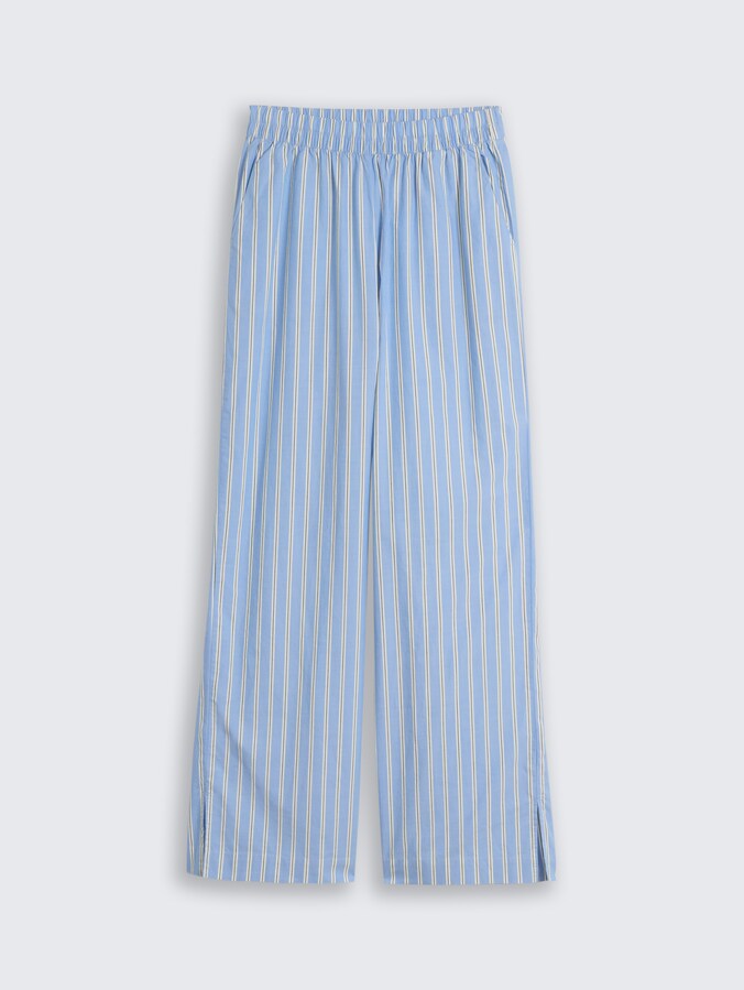 Wide Leg Hose mit Streifenmuster von Denim Female, blue white vertical stripe