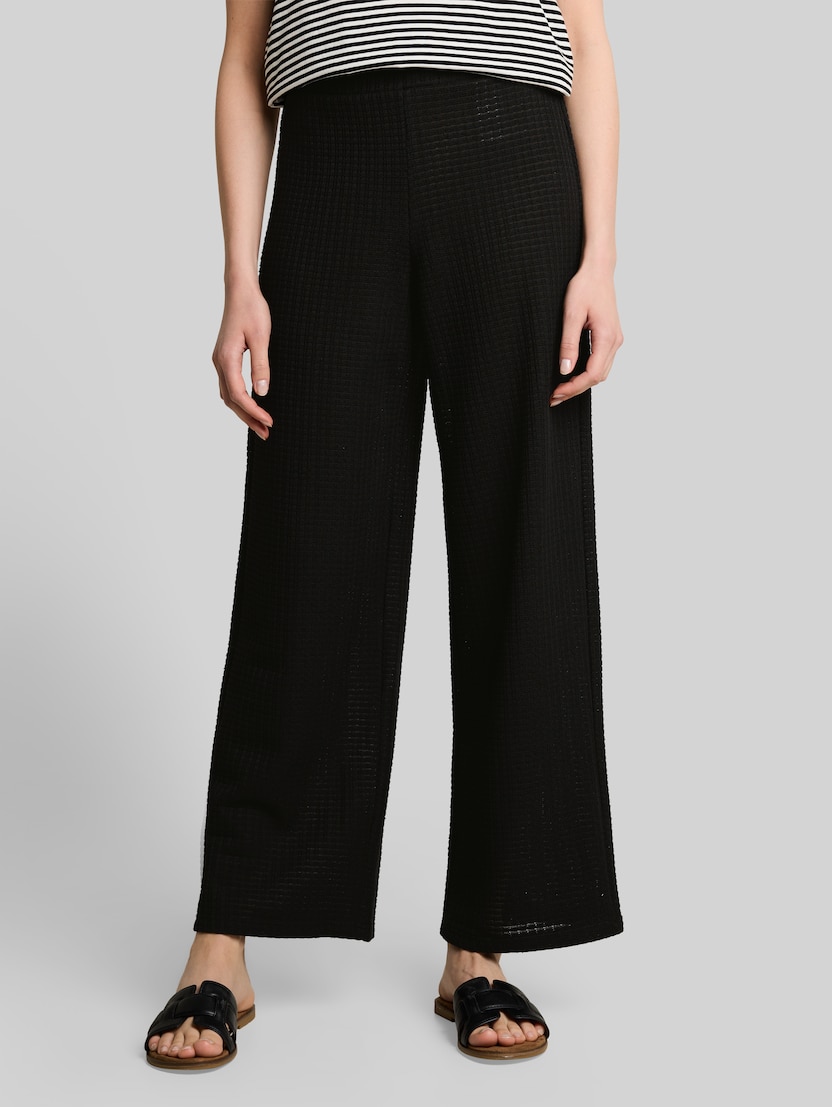 Gebreide broek met wijde pijpen door Denim Female, deep black