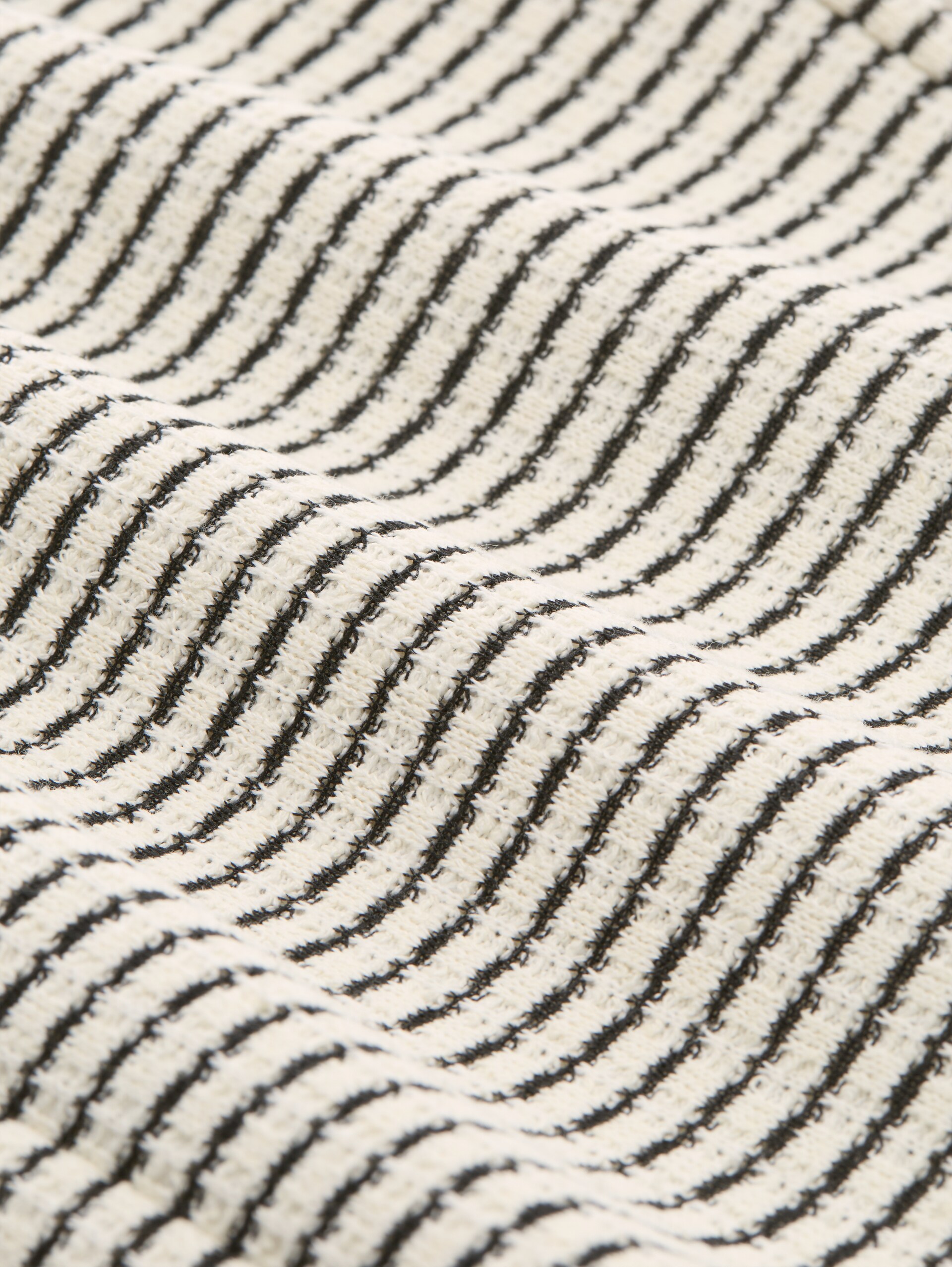 Wide Leg gebreide broek - white black knit stripe - Materiaalweergave