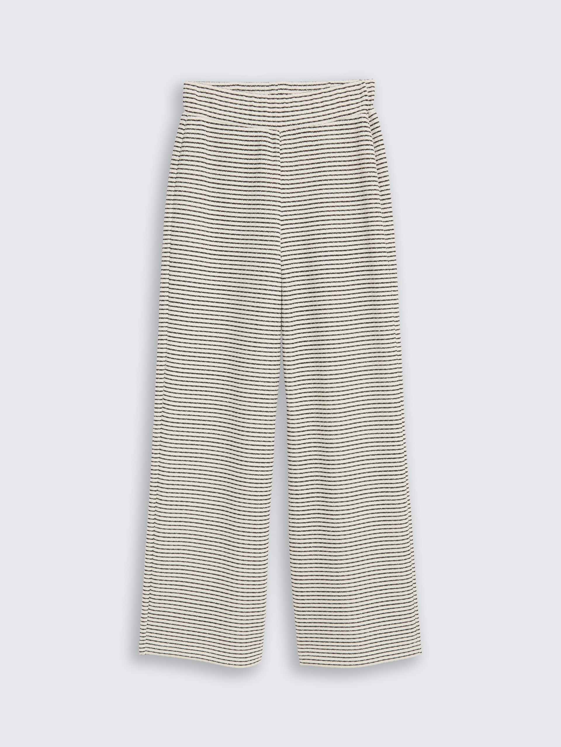 Wide Leg gebreide broek - white black knit stripe - Product vooraanzicht