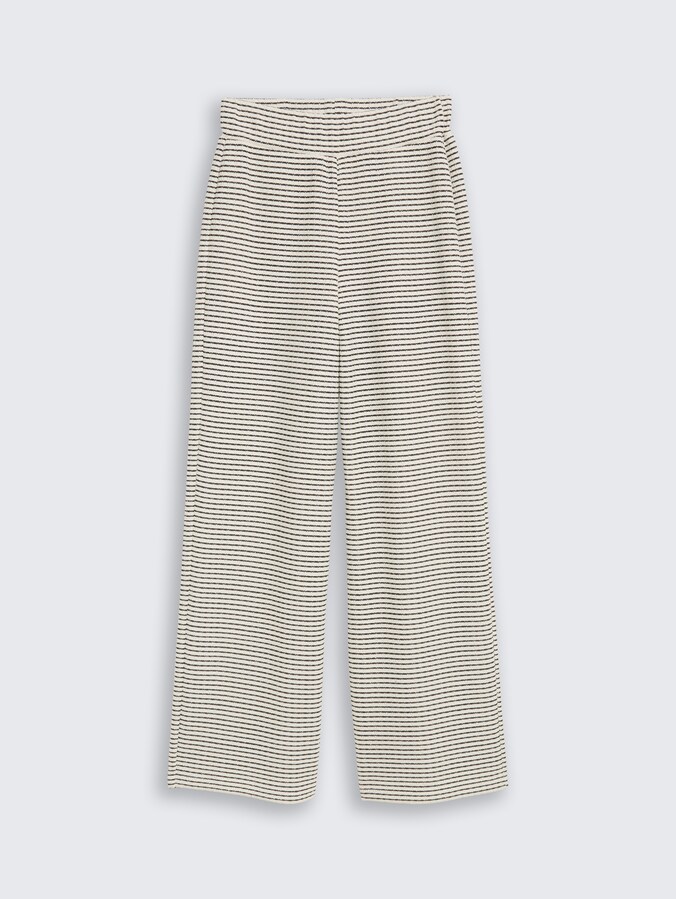 Wide Leg Strickhose von Denim Female, white black knit stripe