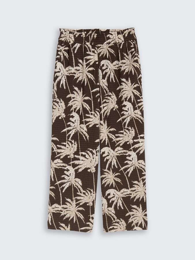 Crinkle Culotte Hose von Denim Female, brown palmtree print