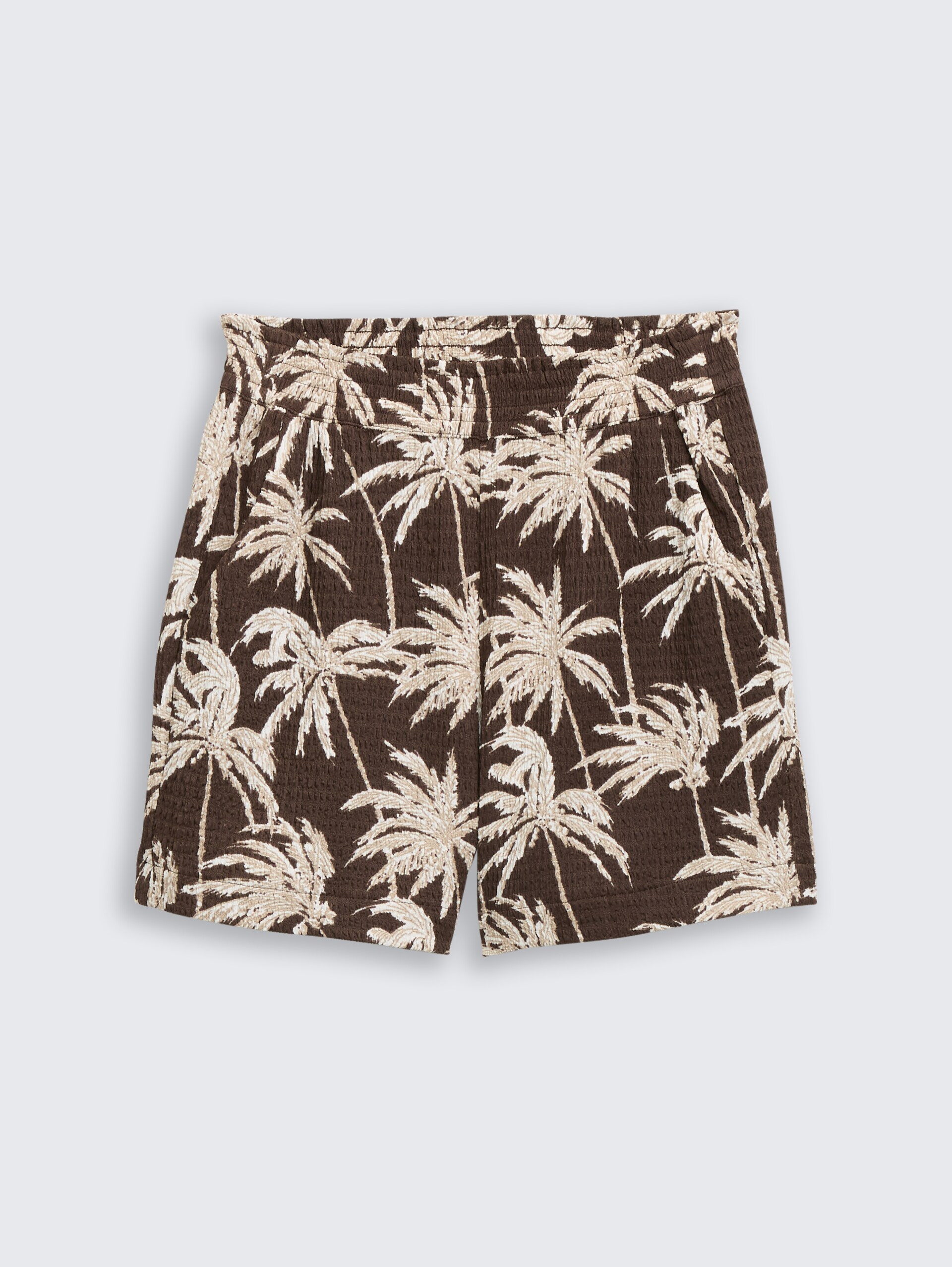Crinkle Relaxed Fit-short - brown palmtree print - Product vooraanzicht