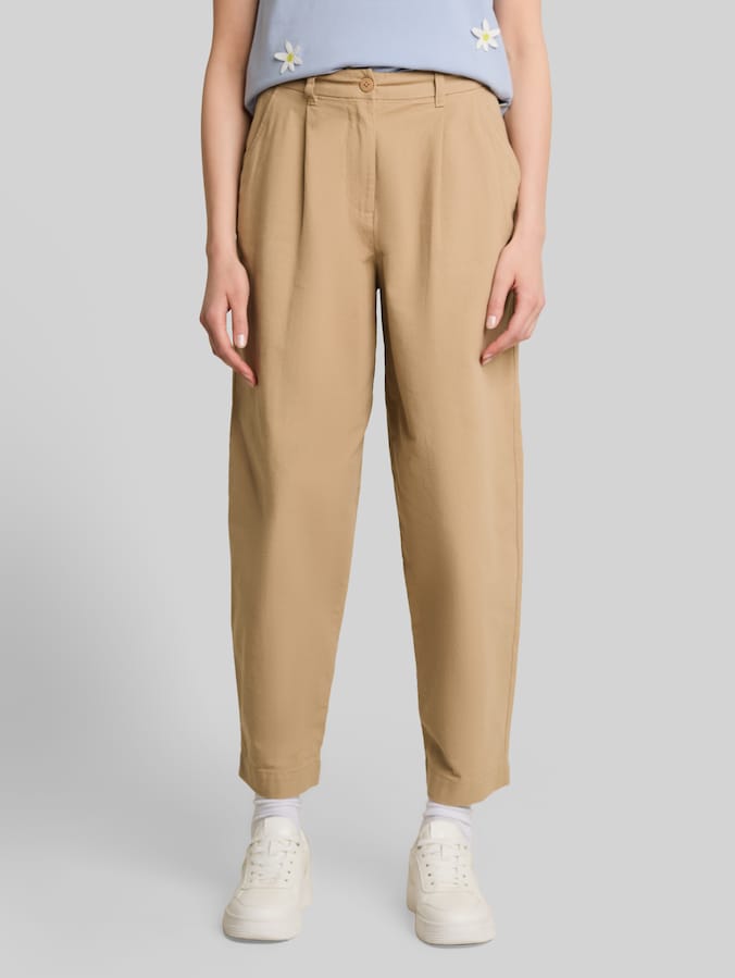 Barrel-broek van katoen door Denim Female, Mink Beige