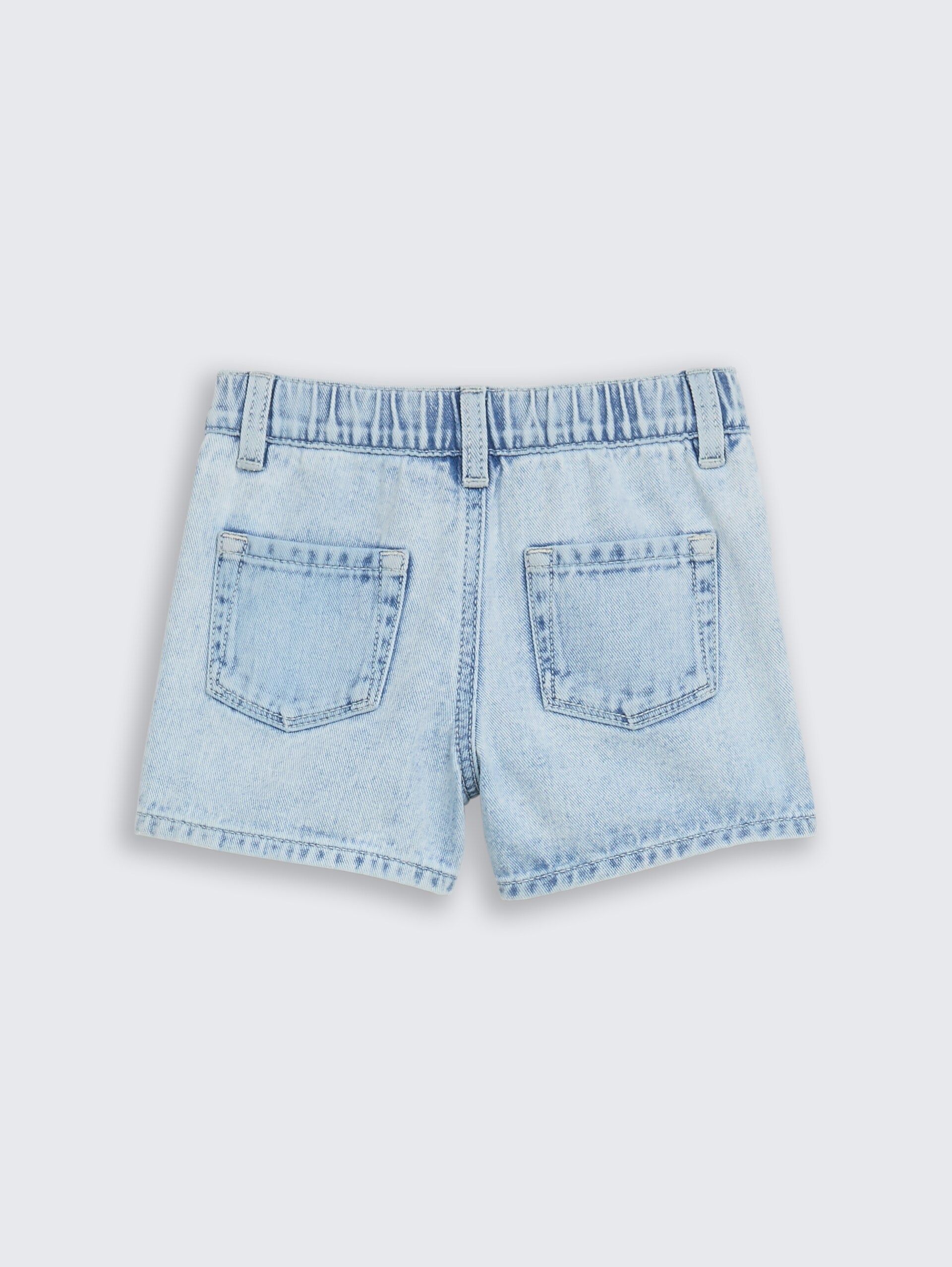 Jeansshort met borduursel - light stone bright blue denim