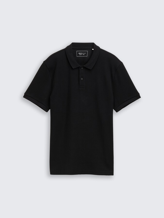 Poloshirt mit Rippstruktur von Denim Male, Black