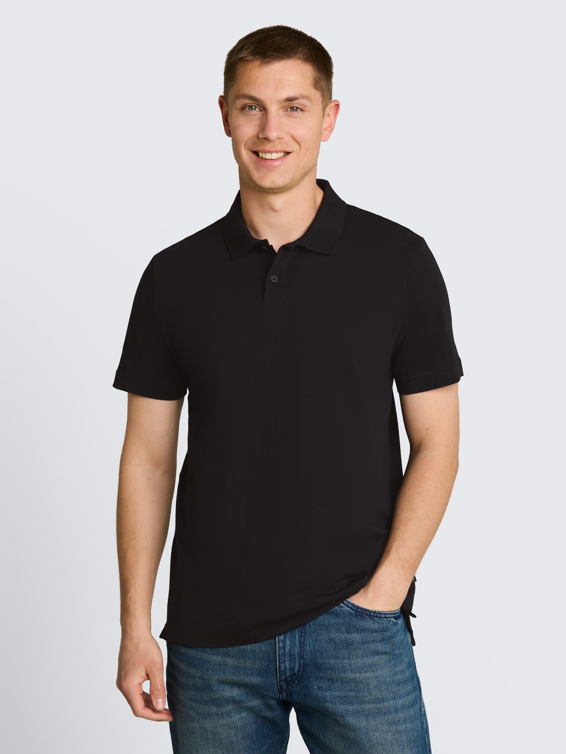 Jersey poloshirt van katoen - Black