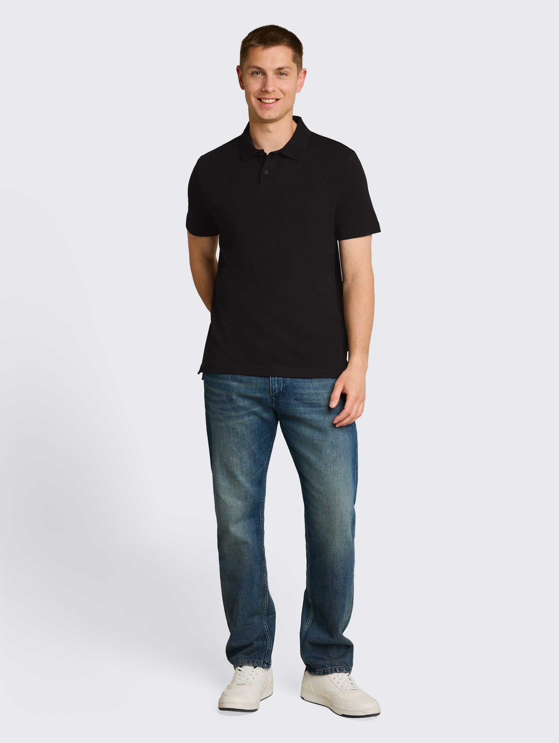 Jersey poloshirt van katoen - Black