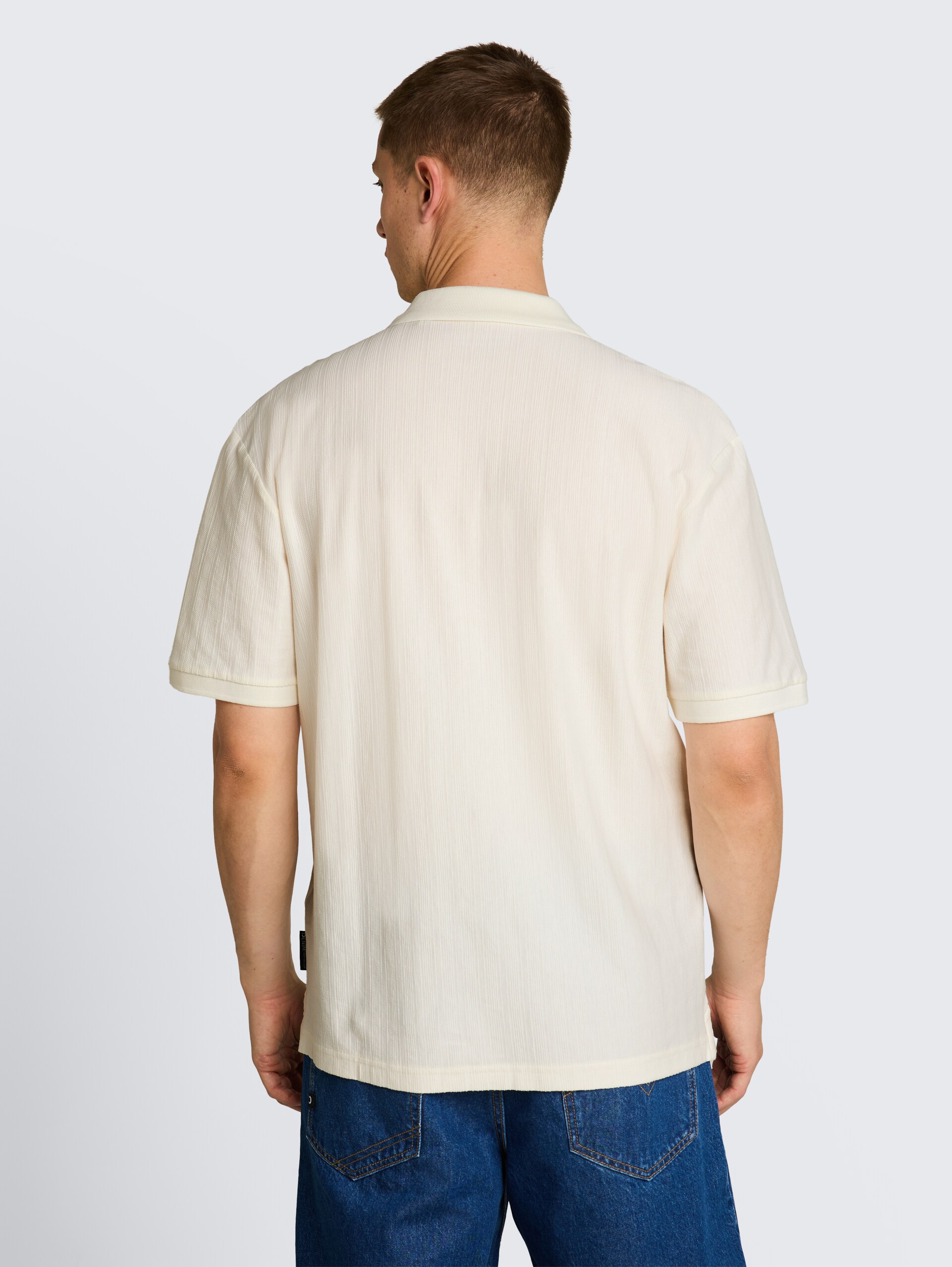 Poloshirt met relaxte pasvorm van katoen - Wool White