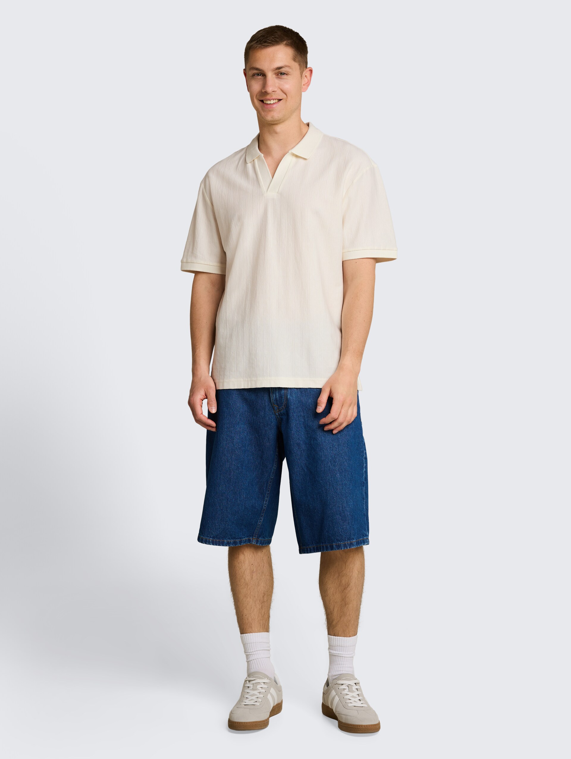 Poloshirt met relaxte pasvorm van katoen - Wool White
