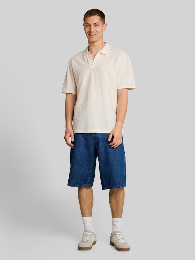 Relaxed Fit Poloshirt aus Baumwolle von Denim Male, Wool White