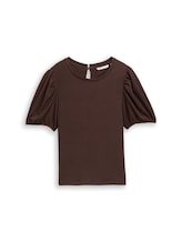 Geselecteerd, Crinkle T-shirt met ballonmouwen door Tom Tailor, bruin