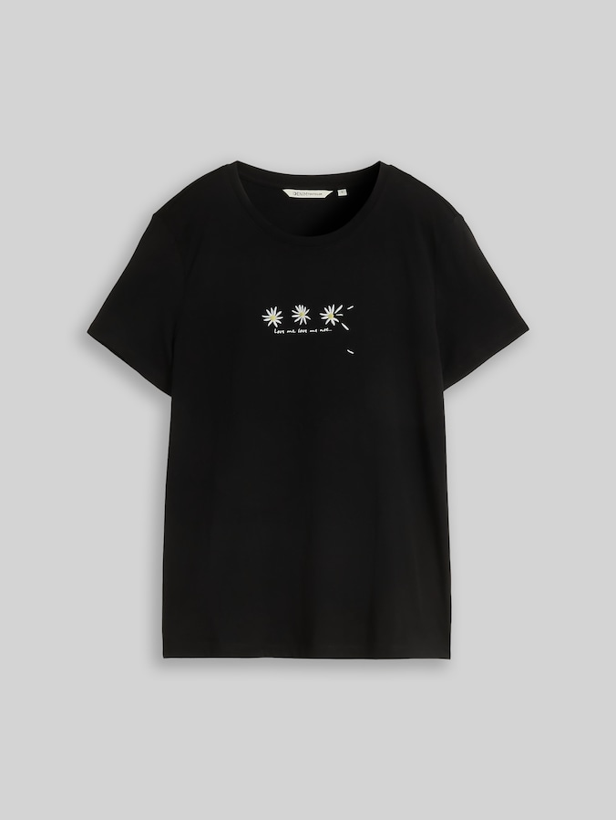 T-Shirt mit Stickerei von Denim Female, deep black
