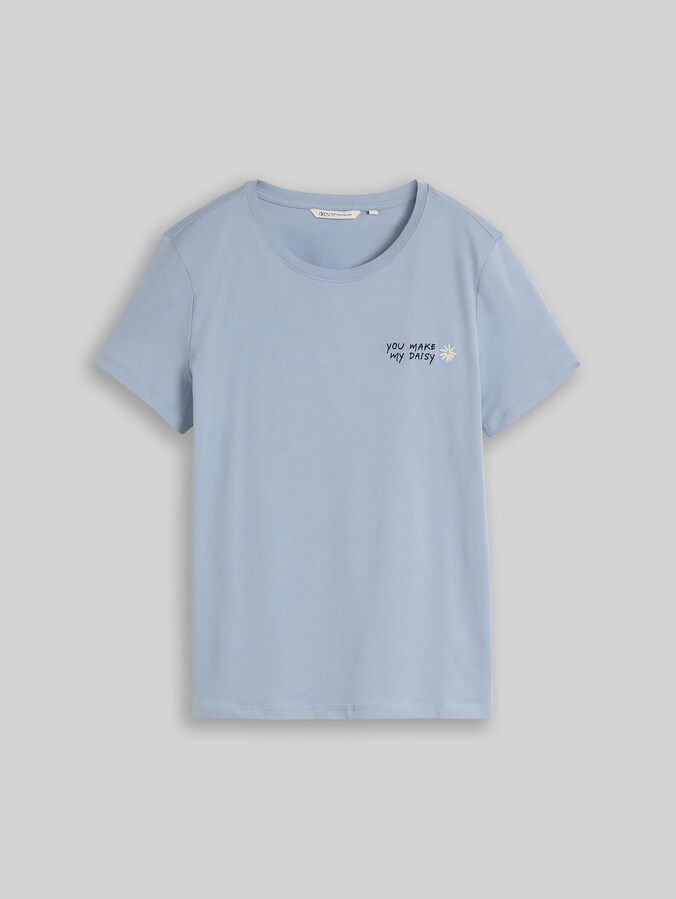 T-Shirt mit Stickerei von Denim Female, foggy sky blue