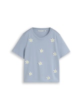 Ausgewählt, Loose Fit T-Shirt mit Häkelblumen-Applikationen von Tom Tailor, blau