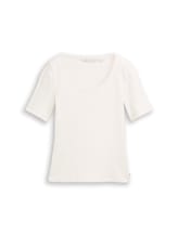 Niet geselecteerd, Slim fit pointelle T-shirt door Tom Tailor, wit