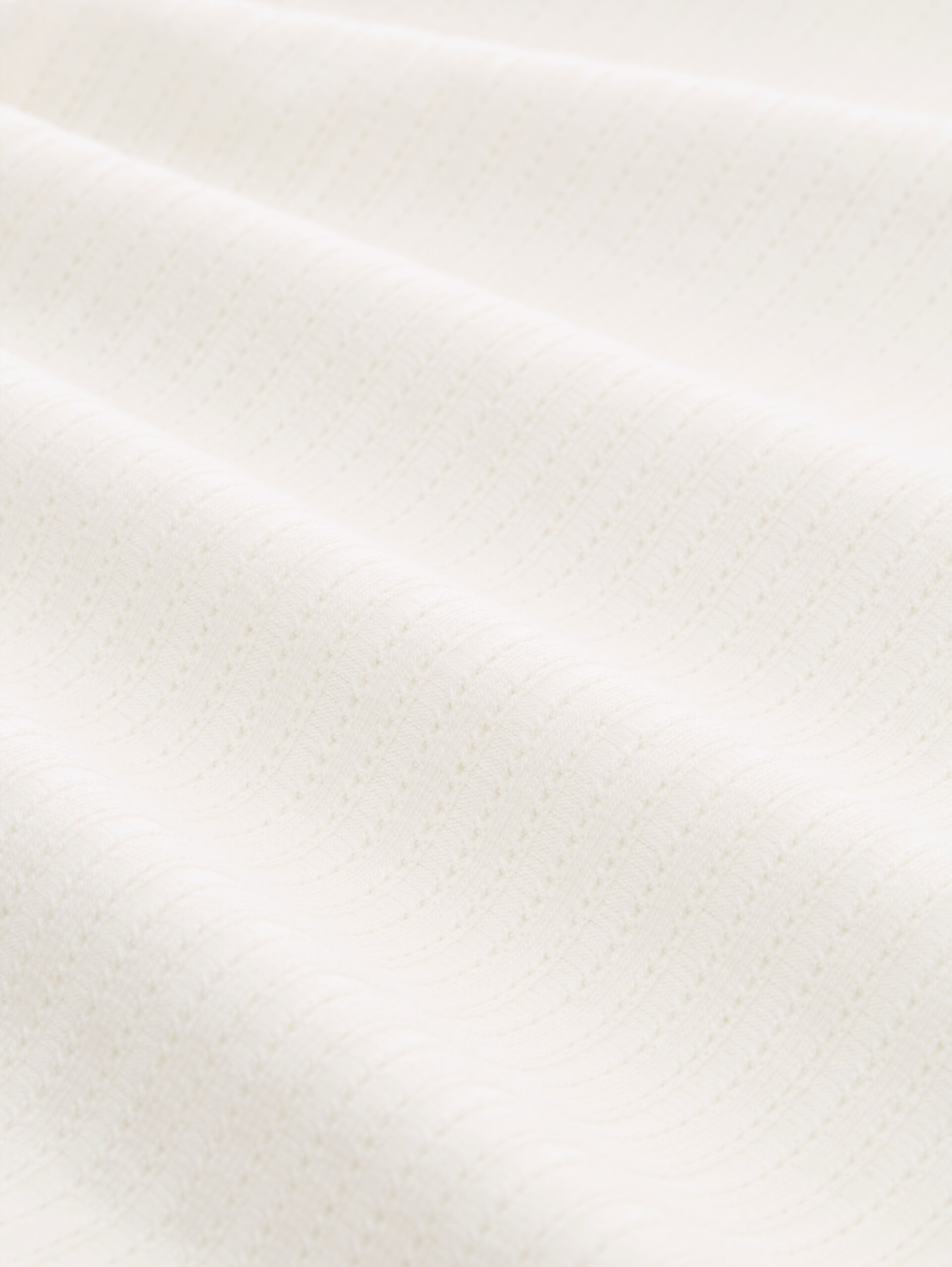 Slim fit pointelle T-shirt - off white - Materiaalweergave