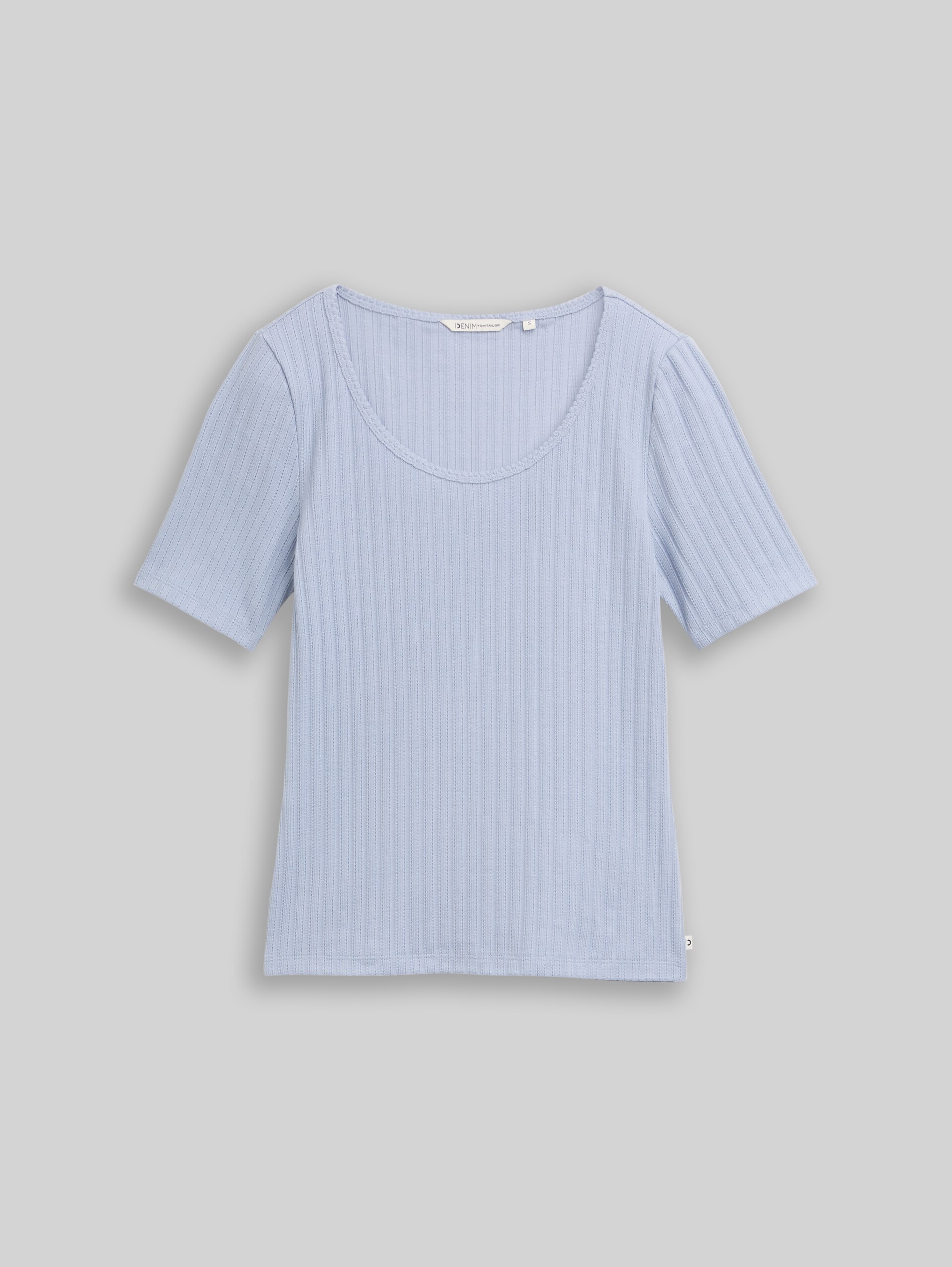 Slim fit pointelle T-shirt - foggy sky blue - Product vooraanzicht