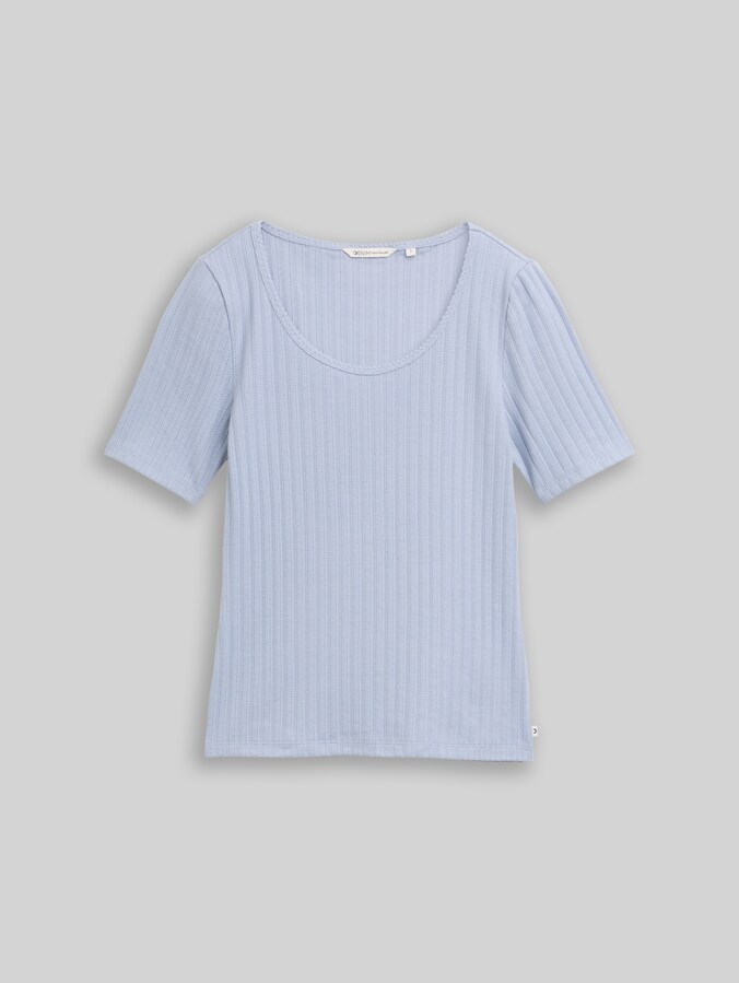 Slim fit pointelle T-shirt door Denim Female, foggy sky blue