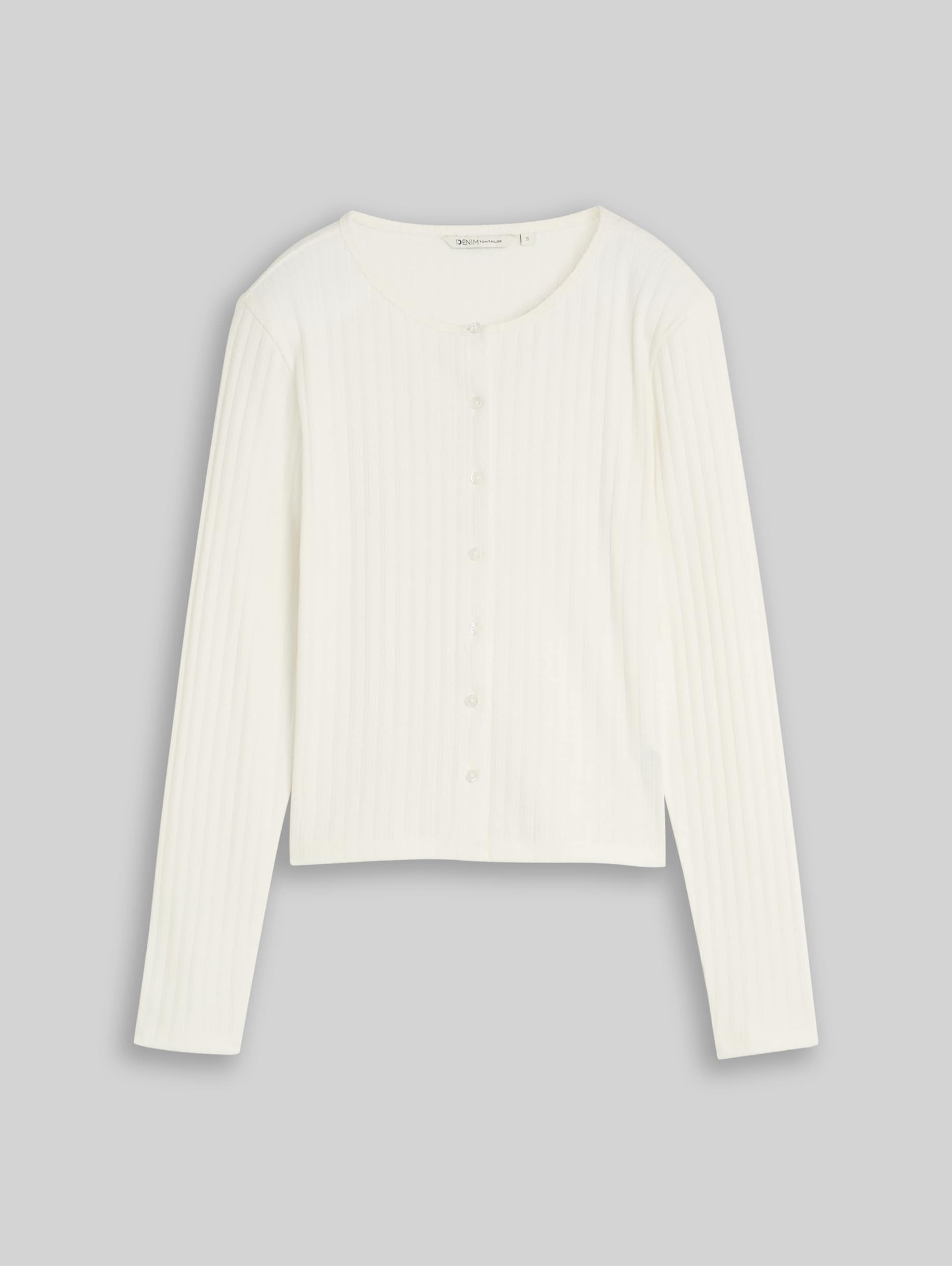 Pointelle Cardigan mit Knopfleiste - off white - Vorder-Produkt-Ansicht