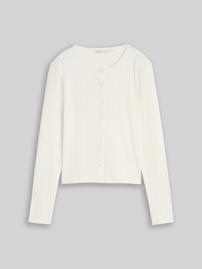 Pointelle Cardigan mit Knopfleiste von Denim Female, off white