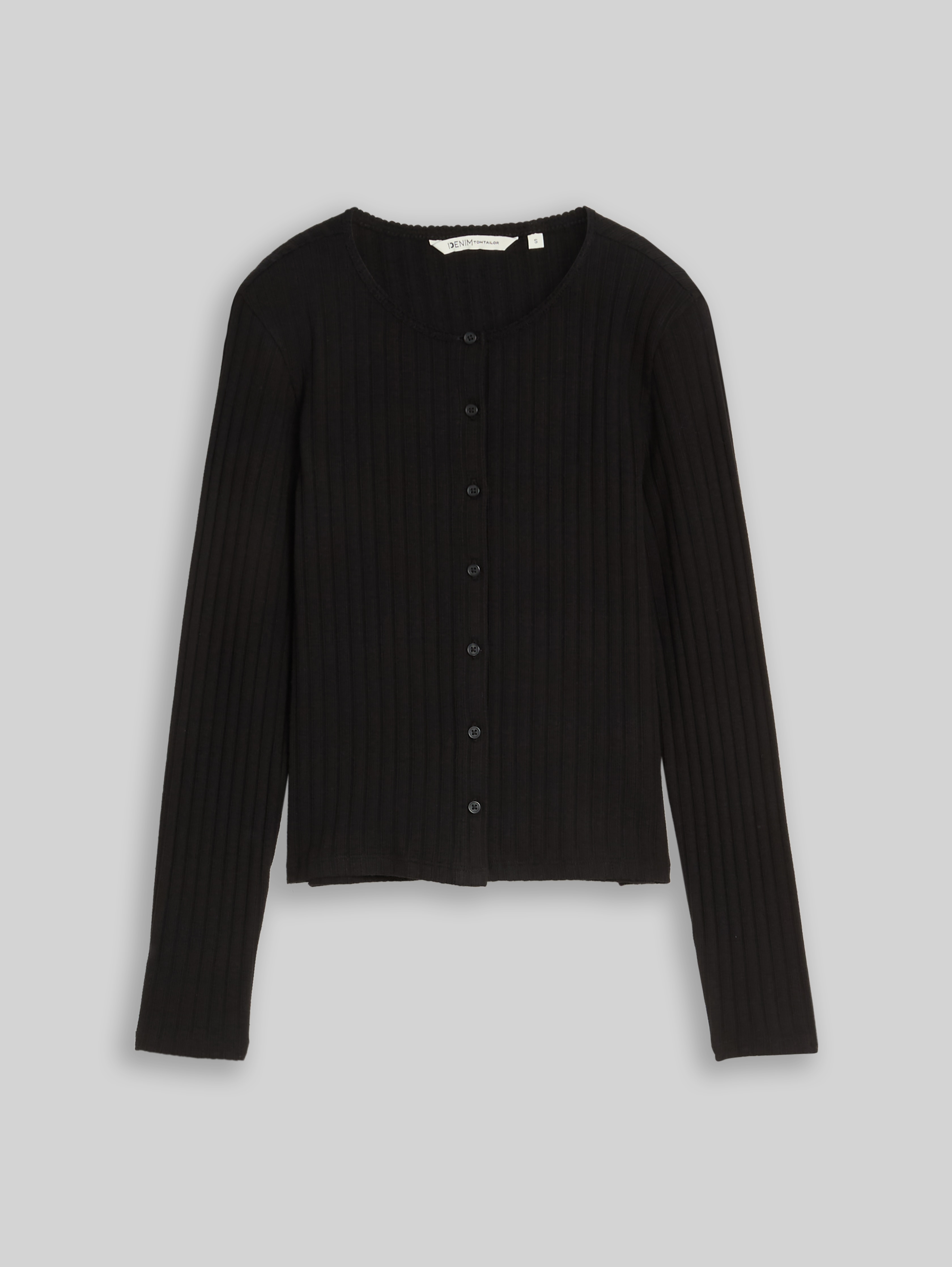Feather yarn cardigan with zip in black by Tom Tailor