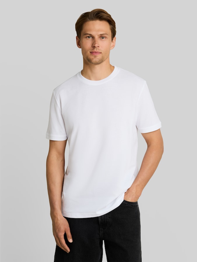 Basic piqué T-shirt door Denim Male, White