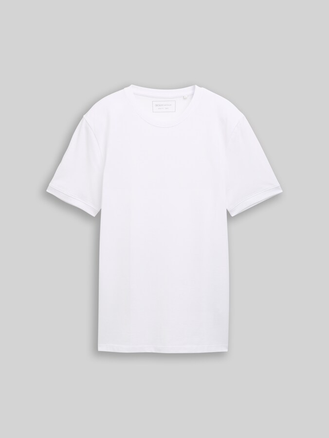 Basic Piqué T-Shirt von Denim Male, White