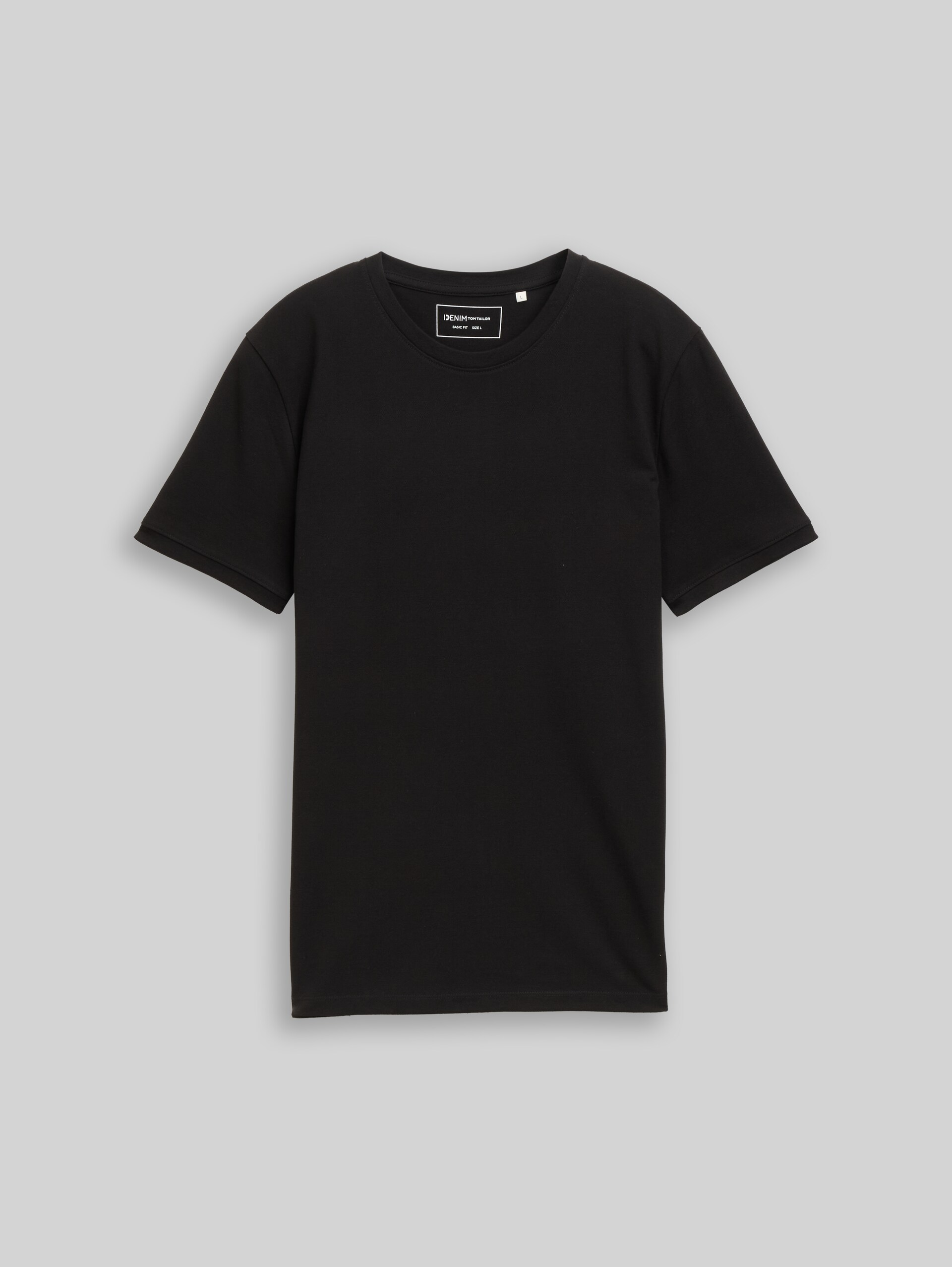 Basic piqué T-shirt - Black - Product vooraanzicht
