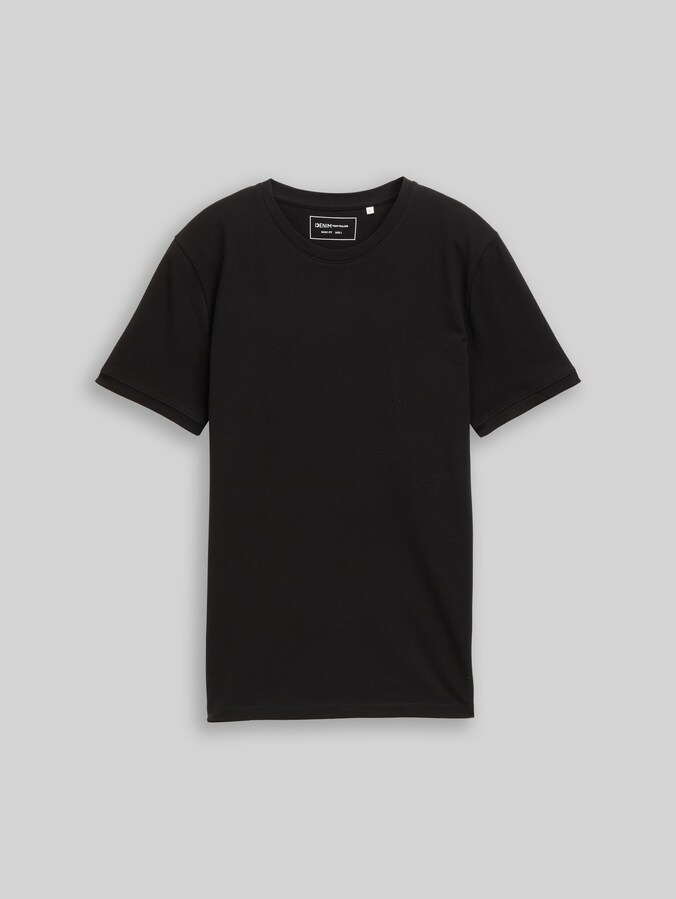 Basic Piqué T-Shirt von Denim Male, Black