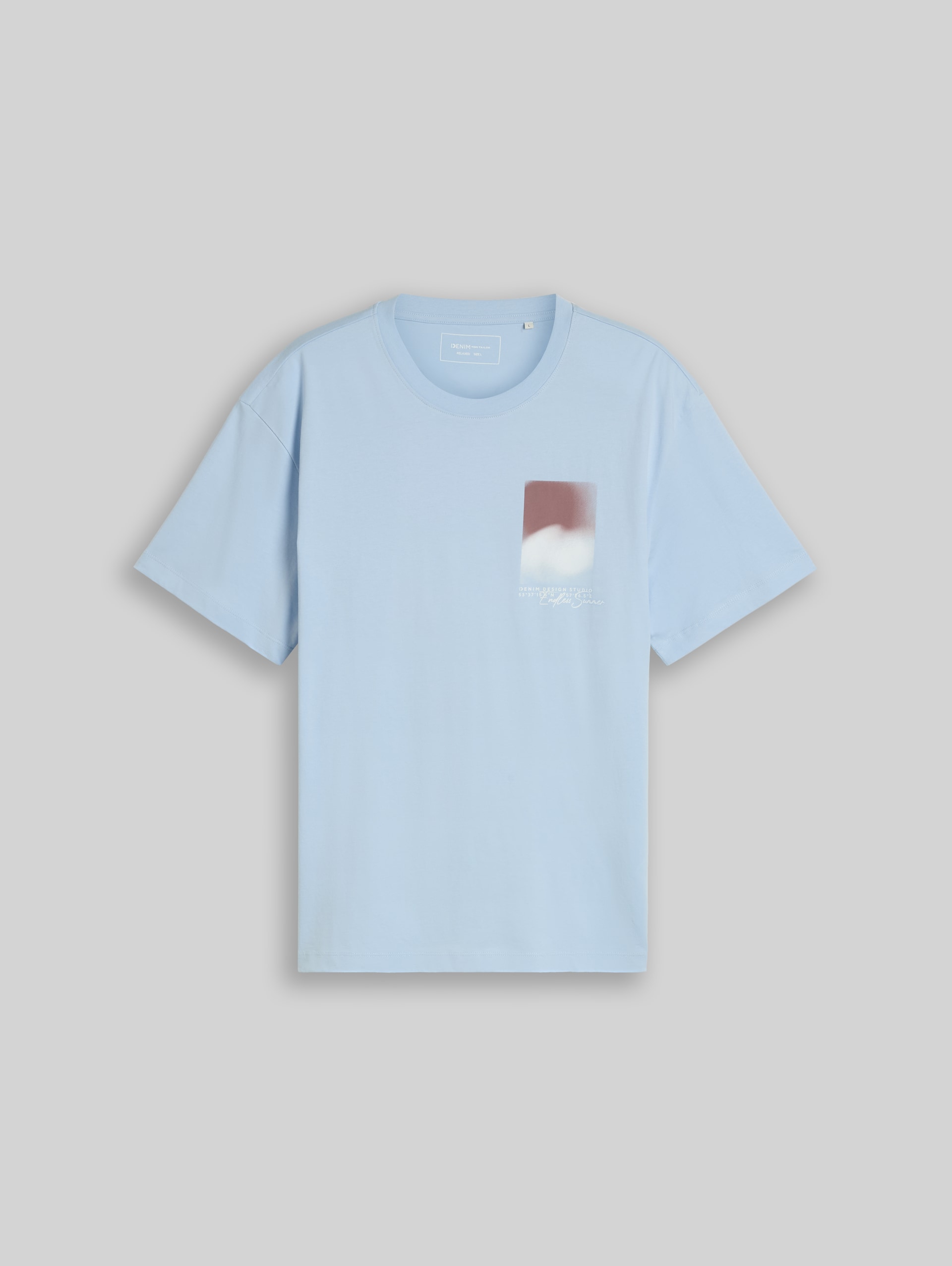 Relaxed Fit T-Shirt mit Print - Light Metal Blue - Vorder-Produkt-Ansicht