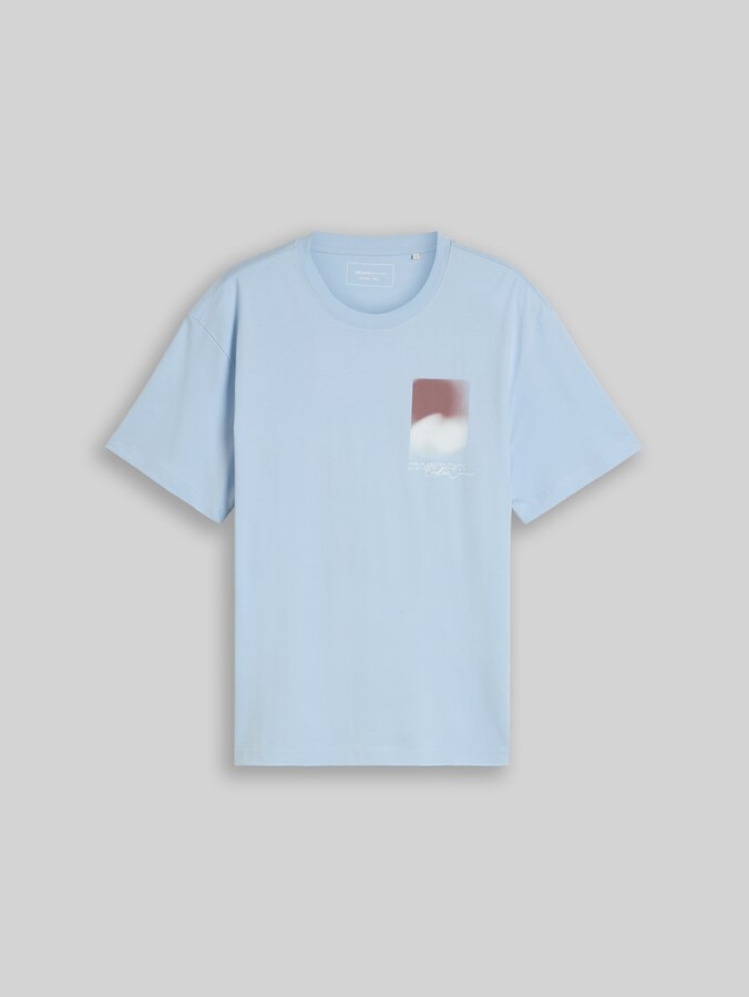Relaxed Fit T-Shirt mit Print von Denim Male, Light Metal Blue